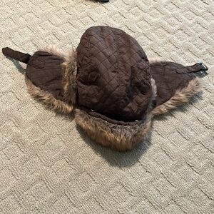 Nylon and faux fur trapper style hat